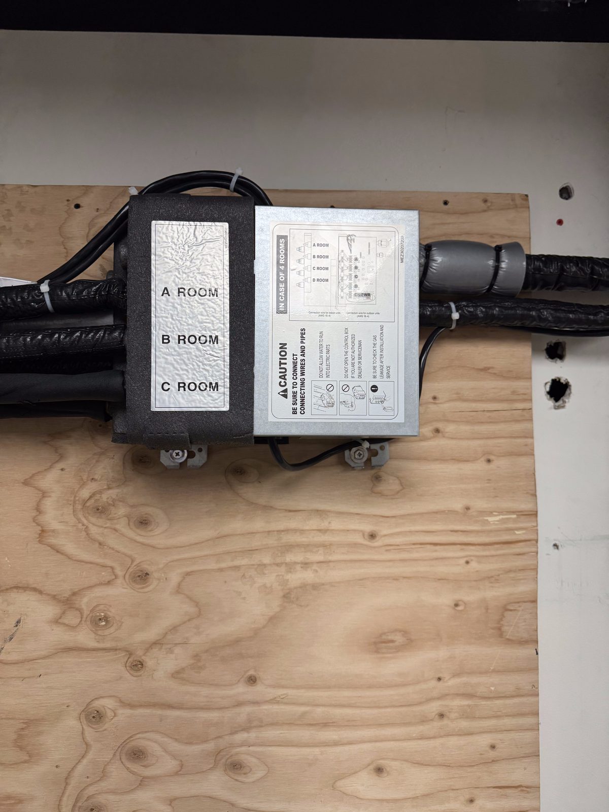 Circuit breaker panel installation with labeled room circuits